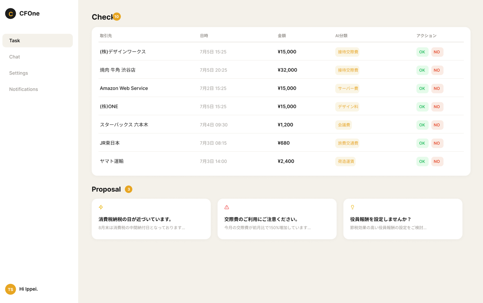 CFOne 管理画面